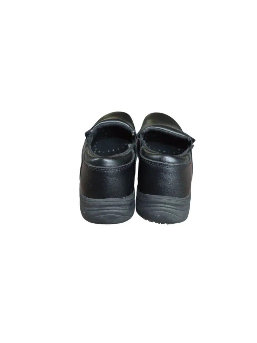 Genuine Grip Unisex 470 Slip On Work Shoes Black Leather Size Men 6 , Women 8